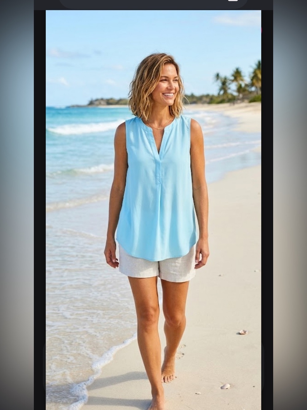 Lilly Pulitzer Sleeveless Light Blue Tunic Blouse